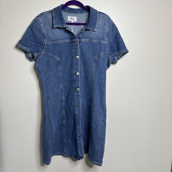 Rails Womens Button Front Short Sleeve Denim Mini Dress Size Large - Picture 4 of 11
